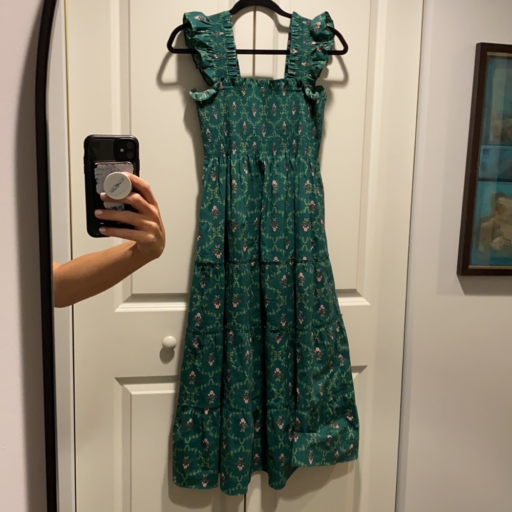 Hill House Small Ellie Nap Dress Emerald Trellis